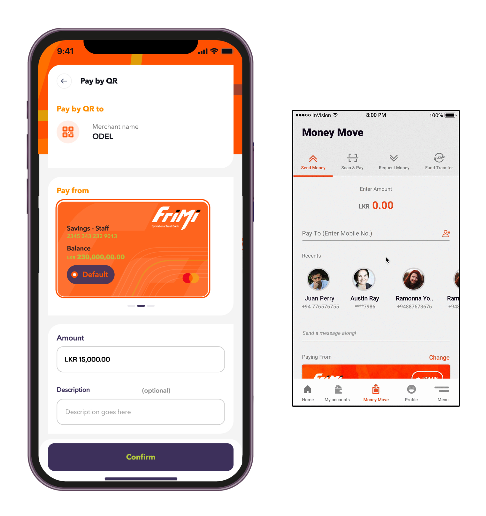 screenshots from the app